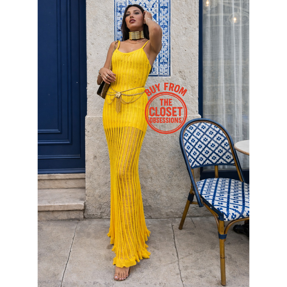 Mango x Simon Miller NWT Yellow Knit Maxi Dress 6 - Picture 7 of 16